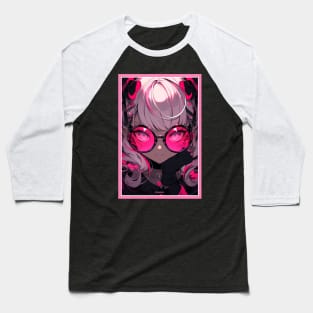 Aesthetic Anime Girl Pink Rosa Black | Quality Aesthetic Anime Design | Premium Chibi Manga Anime Art Baseball T-Shirt